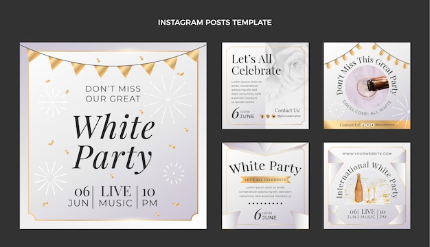 Publicaciones de instagram de fiesta blanca de lujo