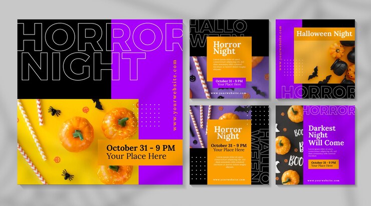 Vector publicaciones de instagram de halloween