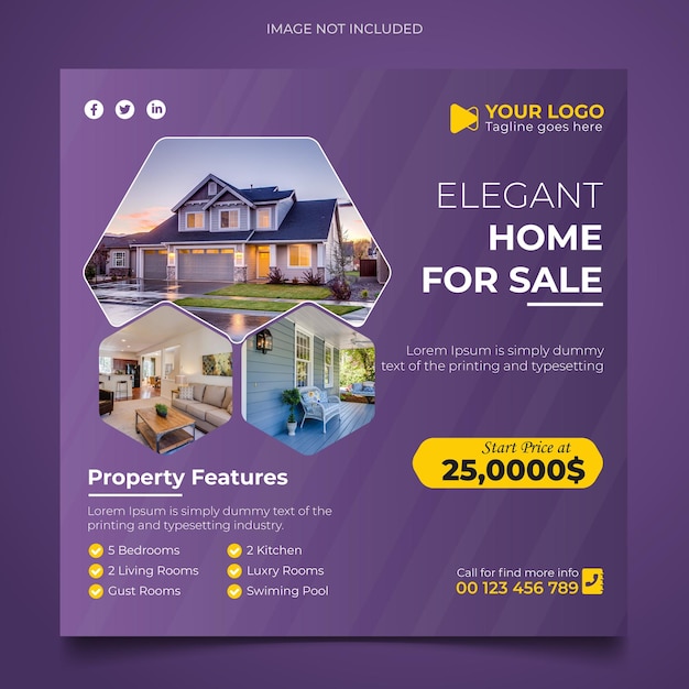 Publicaciones en Instagram o en las redes sociales de Facebook sobre propiedades inmobiliarias