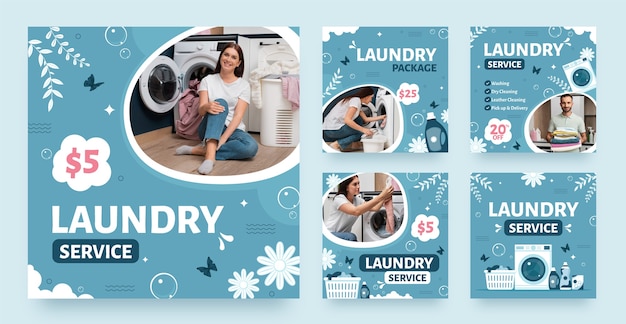 Publicaciones de instagram del servicio de lavandería.