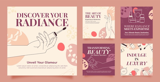 Publicaciones de instagram de terapia de salón de belleza