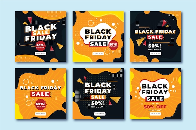 Publicaciones de instagram de viernes negro en diseño plano