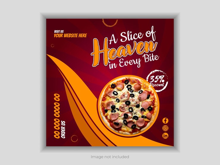 Publicidad de alimentos en las redes sociales y plantilla para una publicación de banner de Instagram