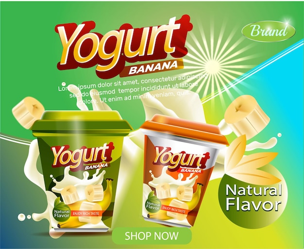 Publicidad gratuita de yogur de bayas vectoriales