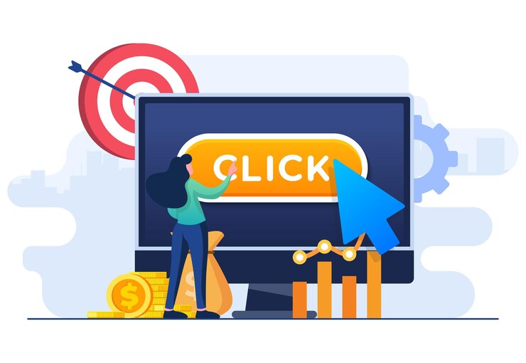Vector la publicidad en internet de pago por clic
