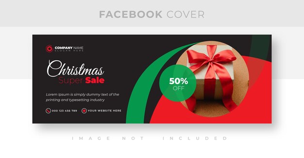 Vector publicidad navideña y diseño de portada de facebook con descuento.