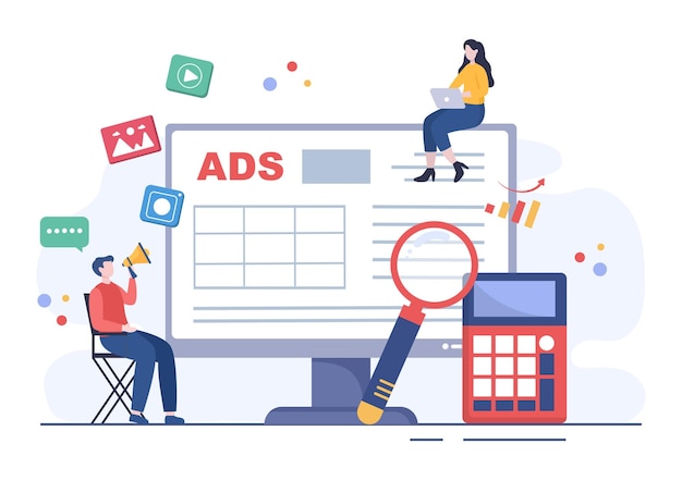 Publicidad o ADS Vector Ilustración