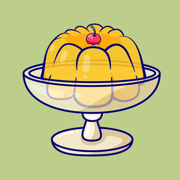 Vector pudding jelly en el plato icono vectorial de dibujos animados ilustración de alimentos icono de objeto icono plano aislado