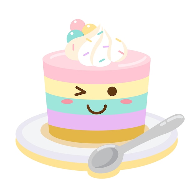 Pudín de arco iris de dibujos animados lindo vector