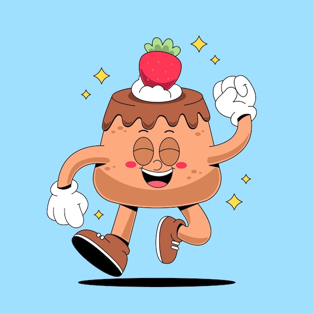 Pudín de baile feliz con cubierta de fresa