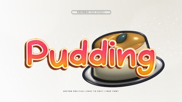 Pudín blanco naranja y rojo estilo de fuente de efecto de texto editable en 3D