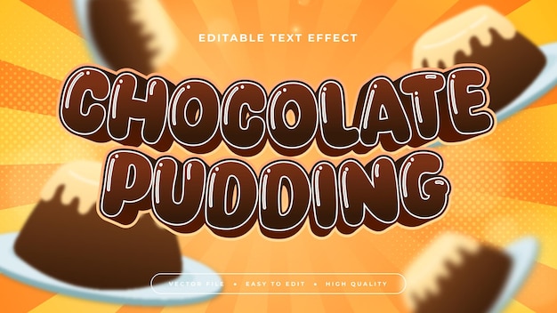 Pudín de chocolate marrón naranja y blanco estilo de fuente de efecto de texto editable en 3D