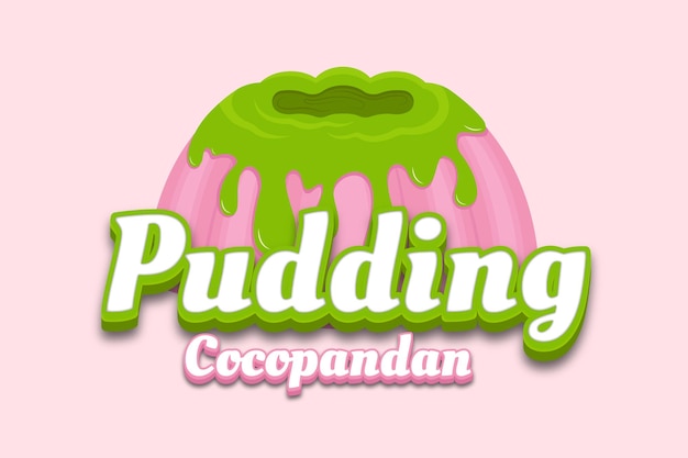 Pudín cocopandan efecto de texto editable