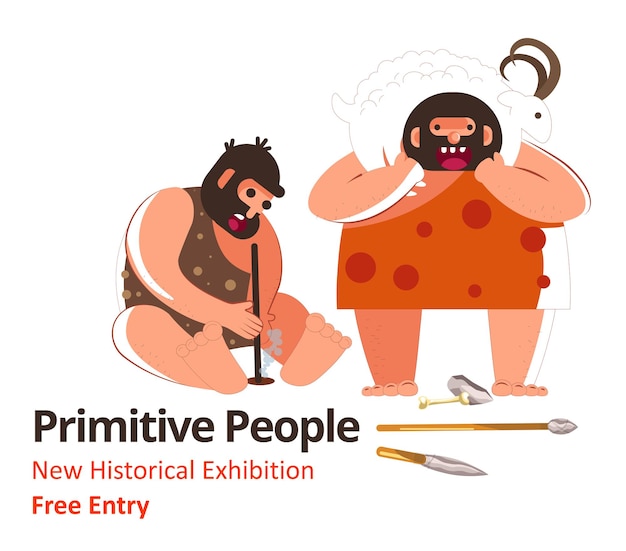 Pueblo primitivo nuevo vector de exposición histórica.