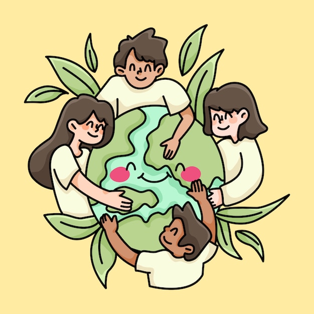 Pueblo unido del mundo paz y amor caridad ilustración