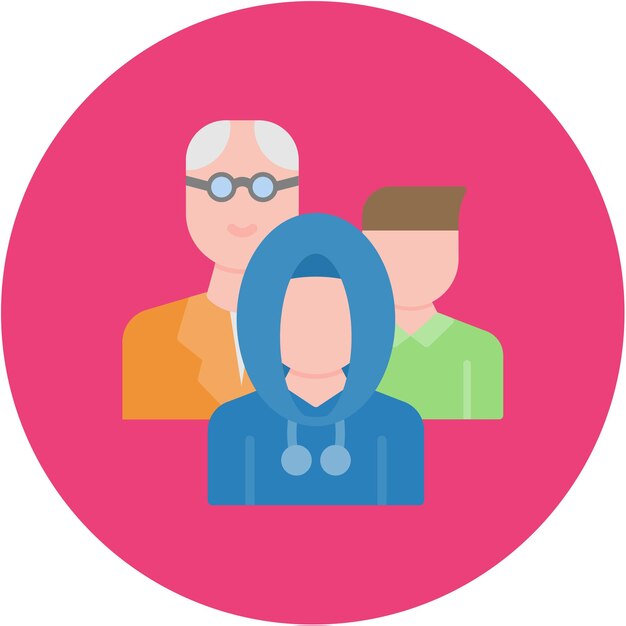 Se puede utilizar una imagen vectorial de iconos de culturas diferentes para Generation Gap