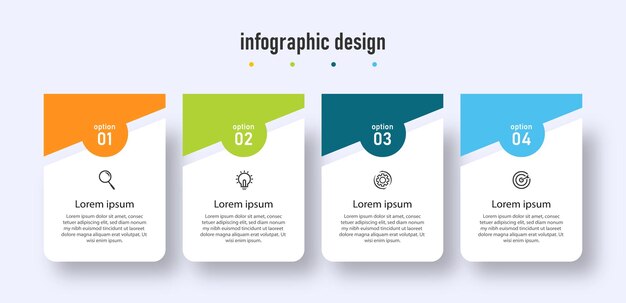 Vector se puede utilizar una línea de tiempo de plantilla de infografía de negocios con opciones de 4 pasos para el diagrama de flujo de trabajo