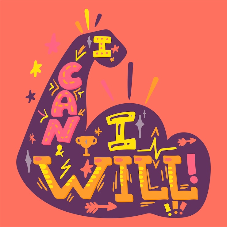 Vector puedo y lo haré. motivación deportiva. lema super plano hipster. inspirar el diseño de texto vector