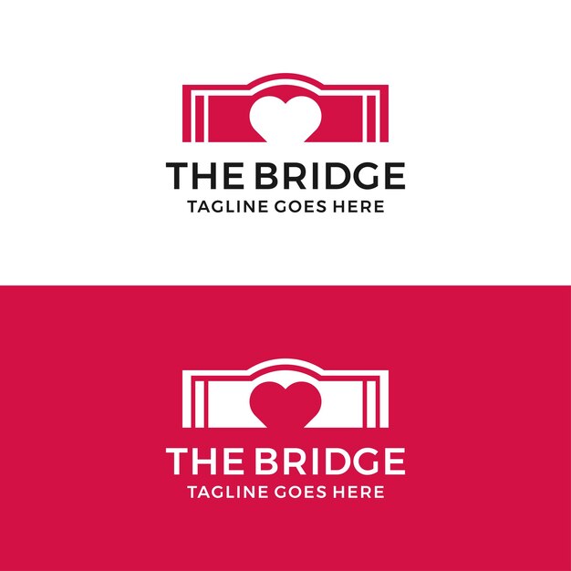 Vector puente amor simple logo icono vector plantilla