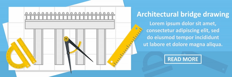 Vector puente arquitectónico dibujo concepto horizontal de banner