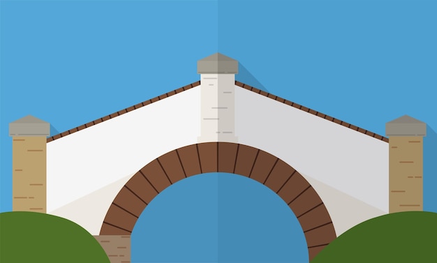 Vector el puente de boyacá en estilo plano y larga sombra.