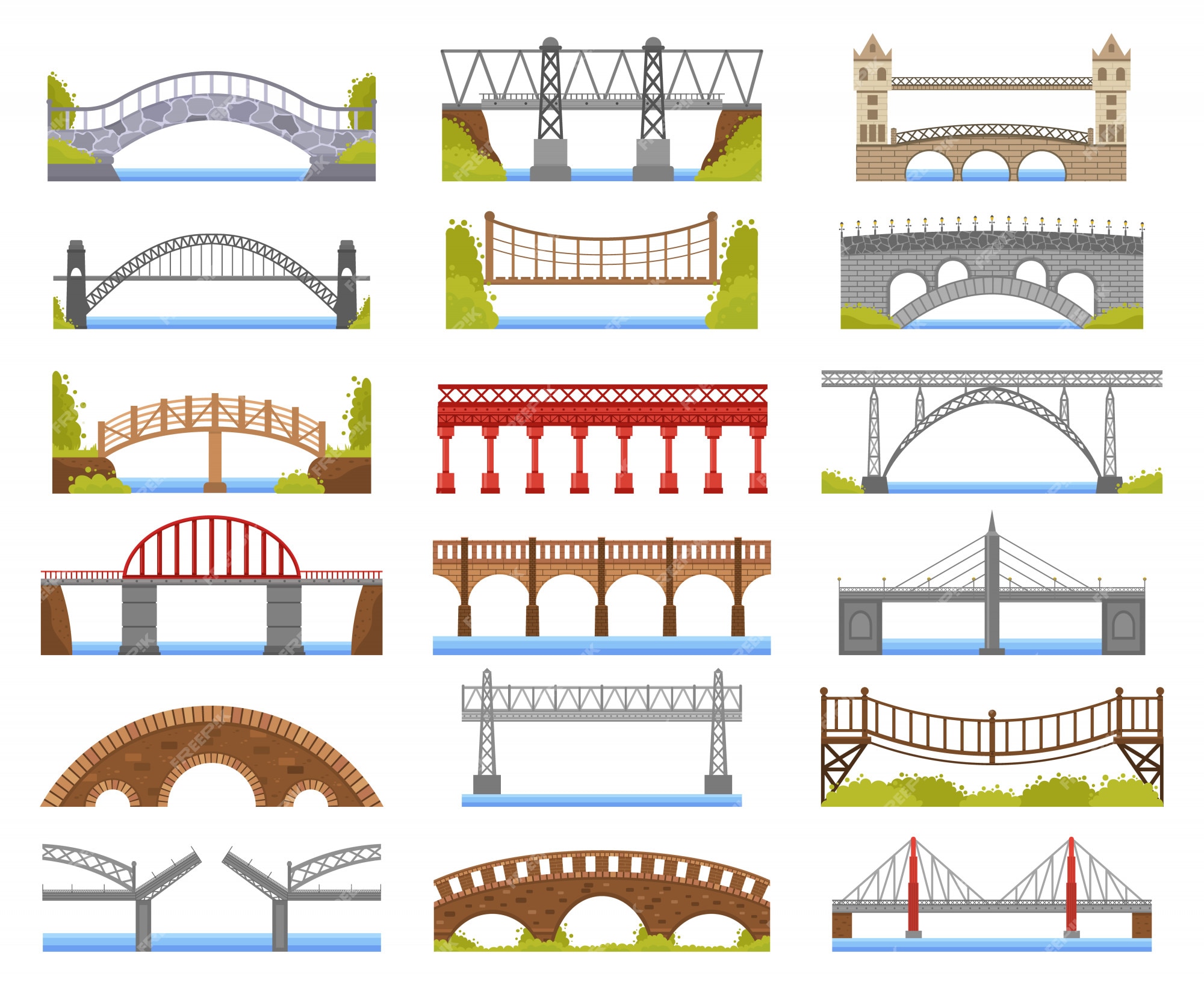 Puente de la ciudad construcción de puente de cruce urbano, braguero y puente de arco de río atado, conjunto de iconos de ilustración de arquitectura de calzada. construcción de arco urbano, puente Puente de la ciudad construcción de puente de cruce urbano, braguero y puente de arco de río atado, conjunto de iconos de ilustración de arquitectura de calzada. construcción de arco urbano, puente
