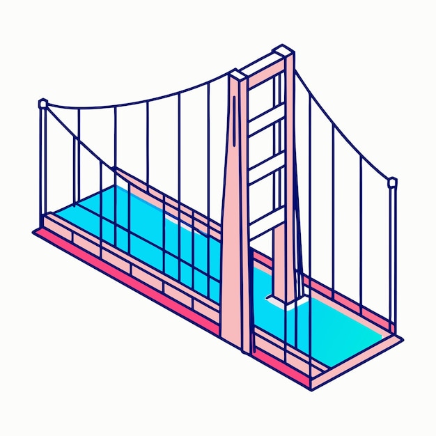 El puente Golden Gate en San Francisco, EE.UU. Ilustración del icono del vector isométrico 4