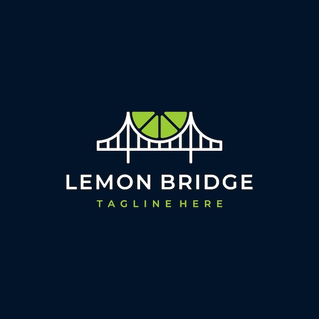 Vector puente con lemon fruit slice logo design inspiration