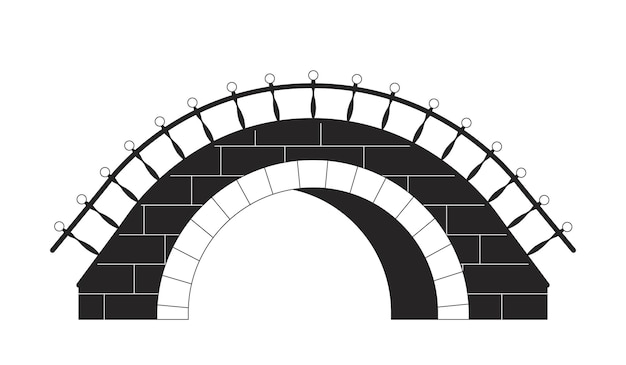 Puente de piedra plano monocromo aislado objeto vectorial Dibujo de arte de línea en blanco y negro editable Ilustración de punto de contorno simple para diseño gráfico web