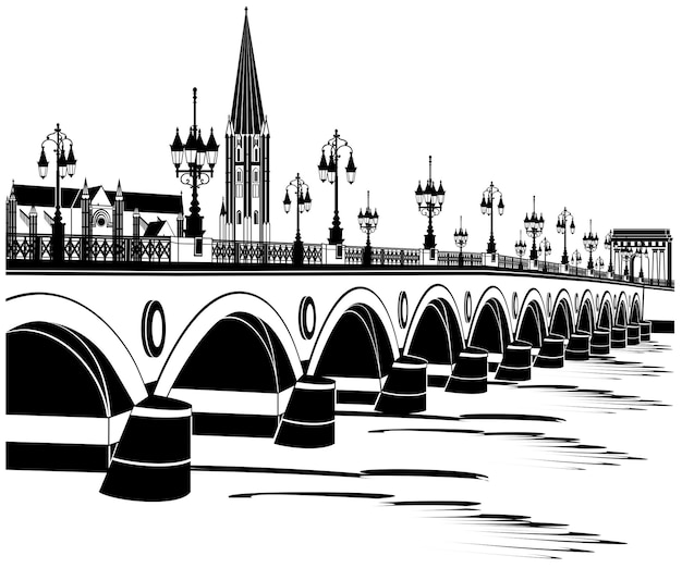 Vector puente pont de pierre en burdeos