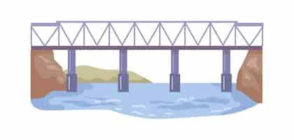 Vector puente que conecta las orillas del río