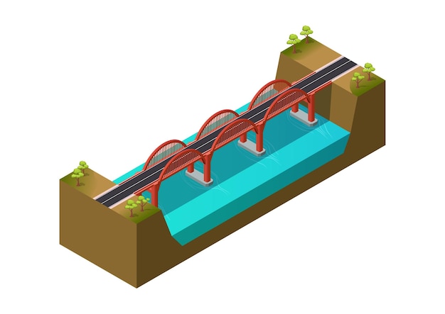 Puente rojo isométrico