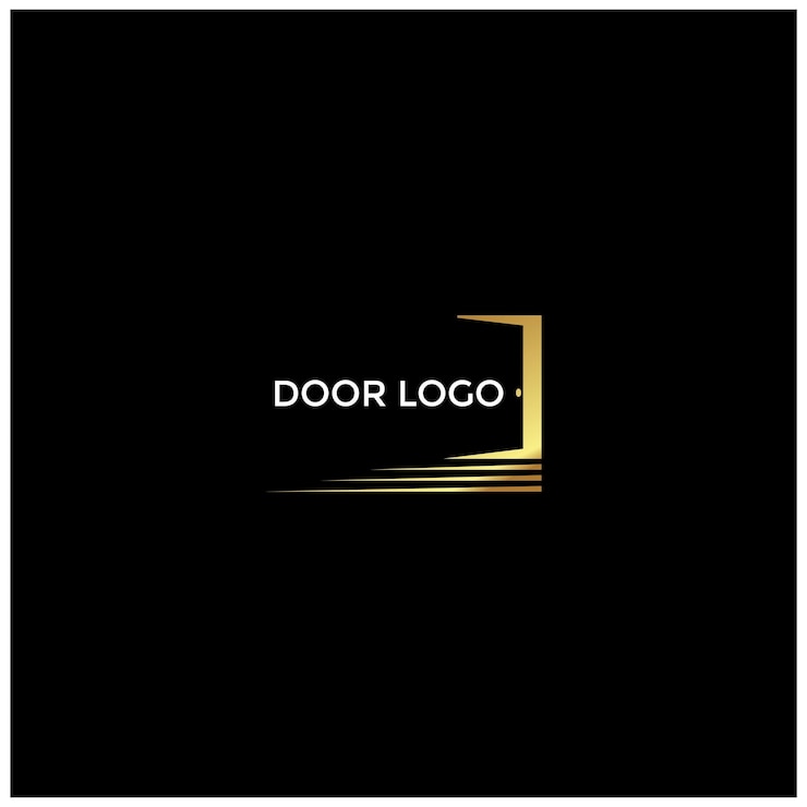 puerta abierta en el concepto de diseño de logotipo oscuro logotipo premium