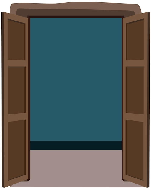 puerta abierta marrón con marco de puerta diseño vectorial símbolo de puerta delantera aislado en fondo blanco indio