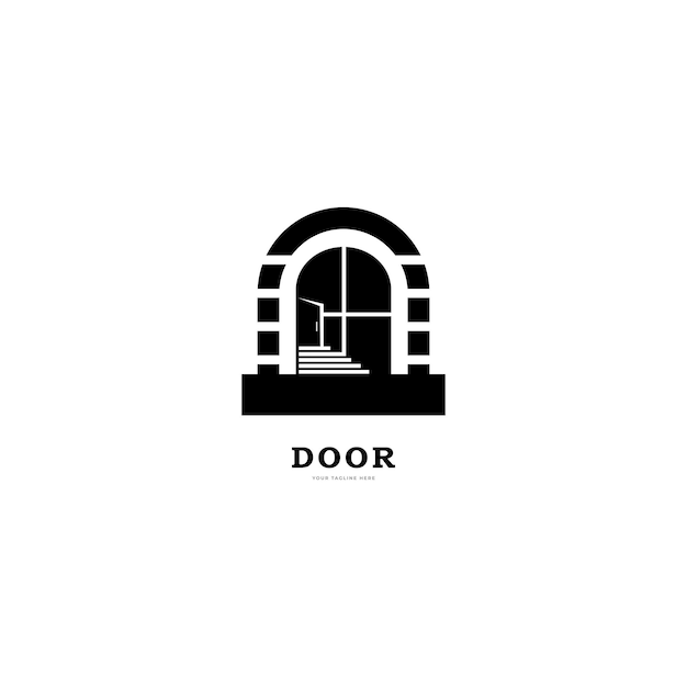 Puerta abierta, salud abierta, logotipo abierto, significado profundo, logotipo simple, ilustración vectorial