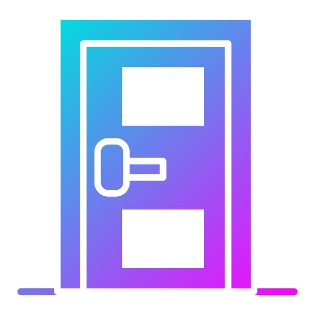 una puerta azul y púrpura con un fondo blanco con un logotipo azul y pórpura