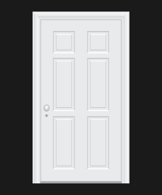 una puerta blanca con un fondo negro
