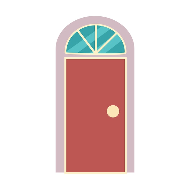 Una puerta delantera o interior simple Parte del interior de la casa Porche de la casa ilustración vectorial aislada en fondo blanco Estilo de dibujos animados