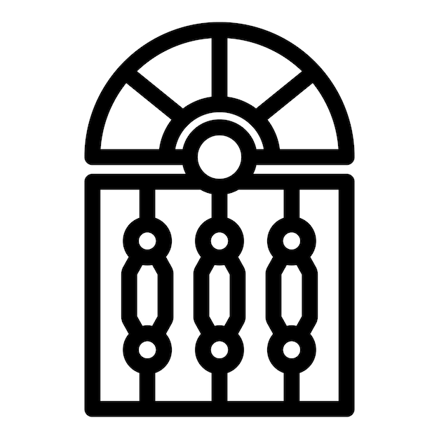 Puerta de hierro forjado con barras verticales de acero y elementos decorativos
