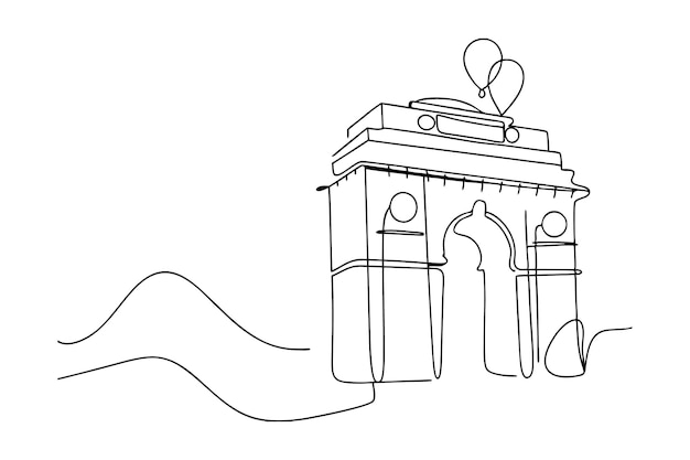 Puerta de la India en el arte de la línea minimalista