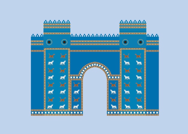 Vector puerta de ishtar de babilonia en irak