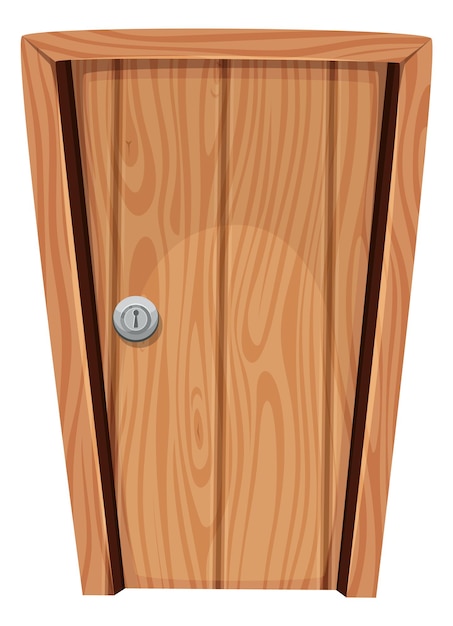 Vector puerta de madera al estilo de las caricaturas. símbolo de entrada de la casa