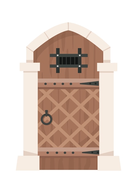 Puerta medieval de madera con arco