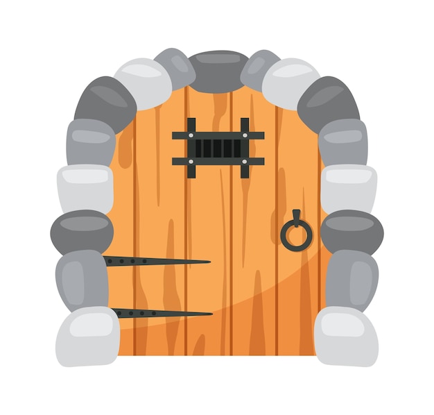 Puerta medieval de madera con arco