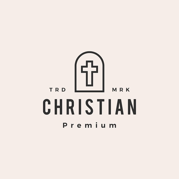 Puerta de nicho Christian Cross hipster vintage logo