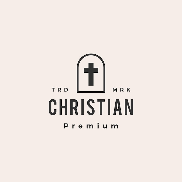 Puerta de nicho cruz cristiana hipster vintage logo