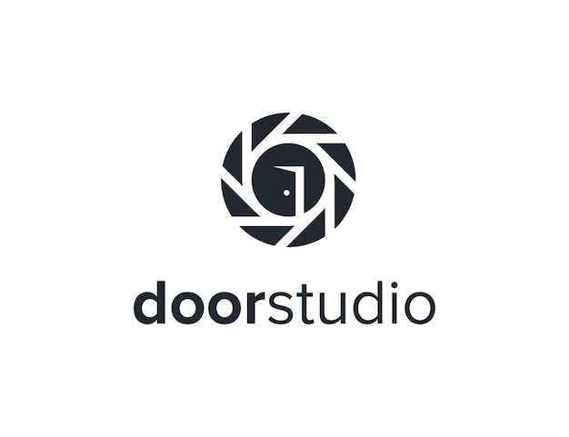 Puerta y obturador de estudio diseño de logotipo moderno geométrico creativo simple y elegante