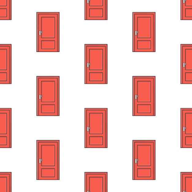 Puerta De Patrones Sin Fisuras Sobre Un Fondo Blanco. Ilustración de vector de tema de casa
