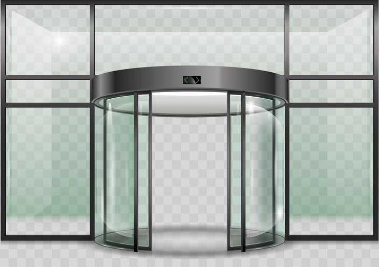 Vector puerta redonda de cristal automática