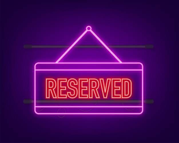 Puerta reservada letrero de neón gran diseño para cualquier propósito Vector ilustración plana